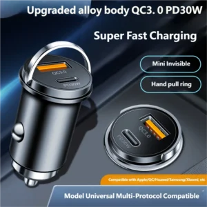 New pull ring car charger 48W super fast charging one to two car cigarette lighter conversion plug car charger PD