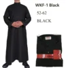 "Popular black large-sized pure-colored Arabian-style long robe made of polyester"