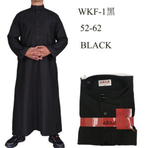 "Popular black large-sized pure-colored Arabian-style long robe made of polyester"