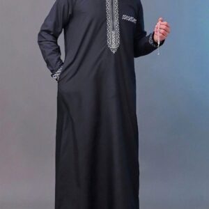 Men's loose-fitting hooded robe, luxurious men's embroidered long-sleeved Muslim clothing robe, Middle Eastern Jubasori