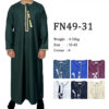 New stock pure color round neck embroidered coarse tassel Oman robe, Arab Saudi men's long-sleeved robe