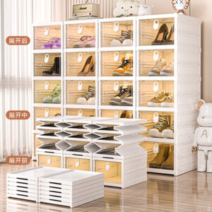Zuo Cheng Home Foldable Integrated Shoe Box Dustproof Shoe Storage Box Thickened Transparent Folding Shoe Cabinet Multi Layer