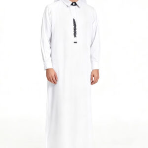 High-quality ethnic style Moroccan men's Thobe with pockets, embroidered in Arabic style