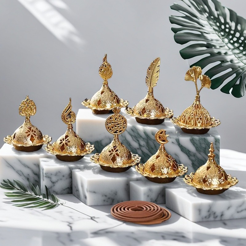 Cone incense burner, Arabian portable metal alloy sandalwood tower incense burner, Dubai Middle East style hollowed-out aroma burner, cross-border