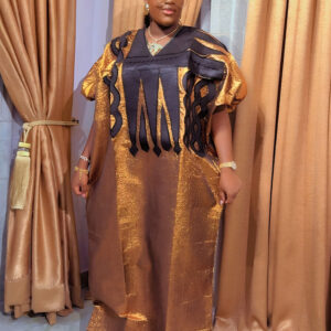 Muslim V-neck dress, long skirt, African plus size women's clothing, Dubai embroidered robe, headscarf